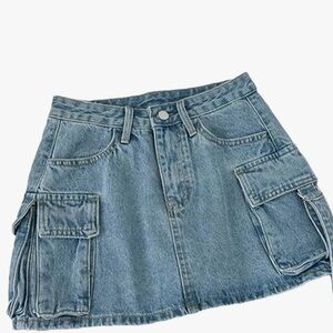 Denim Mini Skirt with Pockets